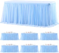 6 Pack Baby Blue Tablecloths for Rectangle Tables Ruffle Tulle Tablecloth Light Blue Table Cloth Rectangle 6ft Stretch Spandex Table Cover for Baby Shower Boy Birthday Party Banquet Desk Table Skirt by HBBMAGIC