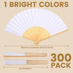 Qunclay 300 Pcs Paper Fans for Weddings Handheld Folding Fan, Pure White - Image 2