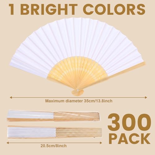 Qunclay 300 Pcs Paper Fans for Weddings Handheld Folding Fan, Pure White - Image 2