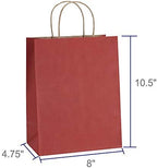 BagDream Medium Gift Bags with Handles 8x4.25x10.5 Inch Red 100 Pack Bulk - Image 2
