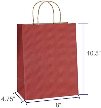 BagDream Medium Gift Bags with Handles 8x4.25x10.5 Inch Red 100 Pack Bulk - Image 2