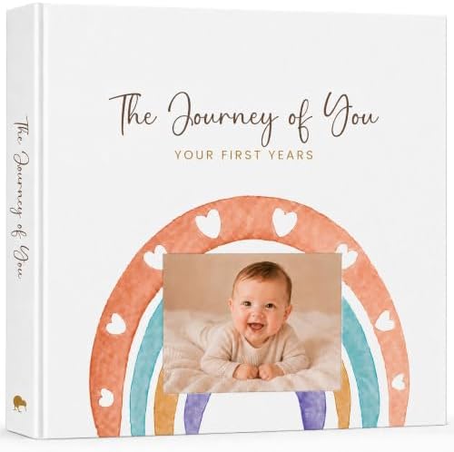 Personalized Rainbow Baby Book, Boho Theme, 4x6 Photo Cover, First 5 Years by KidsNAll