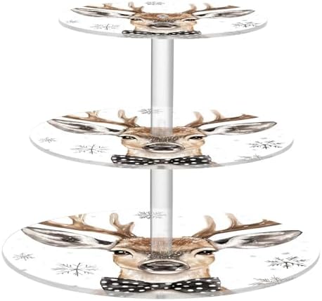 3 Tier Cupcake Cake Stand Winter Cute Deer White Dessert Table Display Trays Set Acrylic Large Cake Holder for Baby Shower Party Supplies, Holds 34 Cupcakes by Unknown