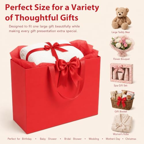 Catlovecorn 20 Pack Large Red Gift Bags, 16.5 x 5.5 x 12.6 In - Image 4