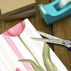 susiyo 3 Rolls Pink Tulips and Ribbon Pattern Gift Wrapping Paper Perfect for Wedding, Baby Shower, Valentine's Day, Christmas - Birthday Wrapping Paper Mini Roll - 58 x 22.8 inches - Image 4
