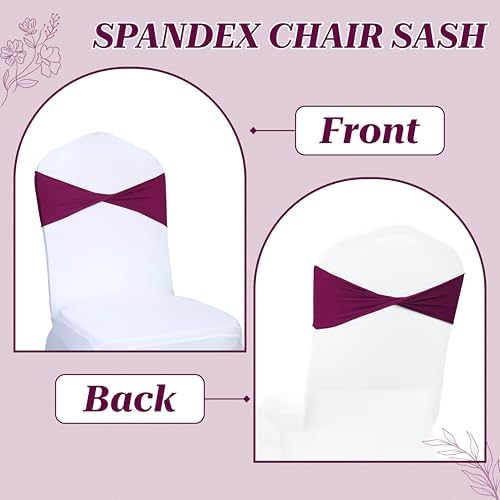 MDS Pack of 200 Spandex Chair Sashes Without Slider Buckles – Eggplant - Image 4