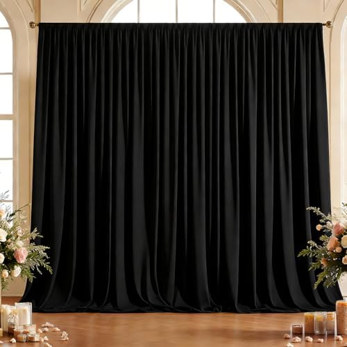 20x10ft Wrinkle Free Black Backdrop Curtain for Parties, Soft Black Photo Curtains Backdrop, Polyester Photo Backdrop Drapes for Birthday Party Baby Shower Photography Background by HietaapPartyDecorations