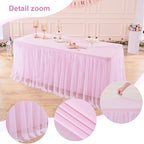 HB HBB MAGIC Baby Pink Table Cloths 8 Foot Rectangle Tulle Table Skirt Rectangle Tables 8ft Fitted Spandex Table Covers Stretch Elastic Banquet Birthday Party Baby Shower Wedding Table Cloths - Image 5