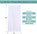 50ftx8ft White Wrinkle Free Backdrop Curtains for Parties, 10 Panels 5×8ft Silky Soft Polyester Wedding Drapes for Backdrop Decor Birthday Party Baby Shower Photo Photography Background Curtain - Image 2