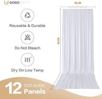 60x14ft White Backdrop Curtains for Wedding Party, 12 Panels 14 ft Long Back Drop Cloth, Wrinkle-Free Polyester Drapes for Birthday, Baby Shower, Stage Photography Background - Image 6