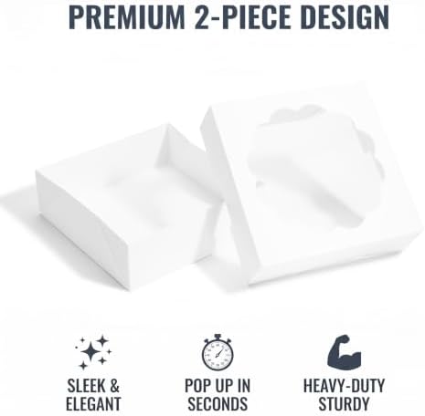 8x8x2.5 Inch Premium Cookie Boxes with Window, 60 Pack Food Safe Bakery Boxes with Lids, Easy Assembly Treat Boxes for Cookies, Desserts, Brownies, Wedding Favors, Holiday Gifts and Parties - Image 3