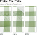 Hiasan Buffalo Plaid Tablecloth 54 x 108 inch 2 Pack Sage Green and White - Image 4