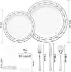 COLOSUS 175PCS Silver Plastic Dinnerware Sets With Fancy Silverware Set. - Image 2