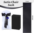 MDS® Pack of 125 Satin Chair Sashes for Wedding & Events – Black - Image 3