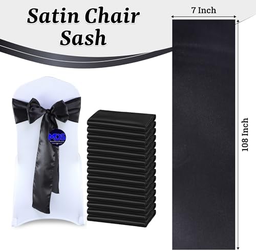 MDS® Pack of 200 Satin Chair Sashes for Wedding & Events – Black - Image 3