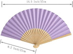50pcs Paper Hand Fan with Organza Bags Bamboo Handheld Folding Fan DIY Decorative Wedding Party Favors (Light Purple) - Image 2