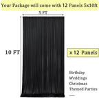 60ftx10ft Wrinkle Free Black Backdrop Curtains for Parties, Silky Polyester Photo Backdrop Drapes 12 Panels 5x10ft Back Drop Cloth for Wedding Birthday Baby Shower Photography Background - Image 5