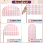 Pink Buffalo Arch Backdrop Cover 6.6 FT, Gingham Striped Pink Plaid Wedding Arch Cover Stretchy Romantic Rustic Backdrop Stands Covers for Birthday Bridal Party Celebration Ceremony Banquet Decor - Image 6