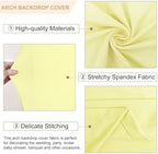 FANPROMS Arch Covers Set of 2 Yellow Wedding Arch Cover 6FT 7.2FT Arch Stand Cover for Wedding Party Spandex Arch Cover Stretchy Fabric Boho Backdrop Covers Set for Bridal Baby Shower Decoration - Image 3