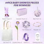 6 Sets Baby Shower Prizes for Winners Baby Shower Favors Gift Set including Towels Makeup Bags Bracelets Crocheted Daisies Headbands party favors for Guests and Games - Image 2