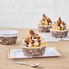 Restaurantware-Panificio 5 Ounce Baking Cups, 200 Pleated Cupcake Liners - Oven-Ready, Freezable, Brown And White Paper Muffin Cases, Disposable, Chocolate Wisp, For Wedding Parties, Baby Showers - Image 6
