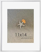 FLYJOE 11x14 Picture Frame -11x14 Metal Picture Frame With Mat For 8x10 | 14x11 Frame Aluminum | Plexiglass And Hanging Hardware Included | 11 by 14 Poster Frame, Set of 3, Silver by FLYJOE