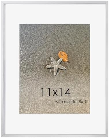 FLYJOE 11x14 Picture Frame -11x14 Metal Picture Frame With Mat For 8x10 | 14x11 Frame Aluminum | Plexiglass And Hanging Hardware Included | 11 by 14 Poster Frame, Set of 3, Silver by FLYJOE