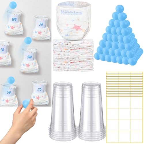 VioraWhite 60 Pcs Funny Baby Shower Diaper Games, Blue by VioraWhite
