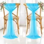 MDS Pack of 75 Chiffon Chair Sashes for Wedding & Event Décor - Turquoise - Image 6