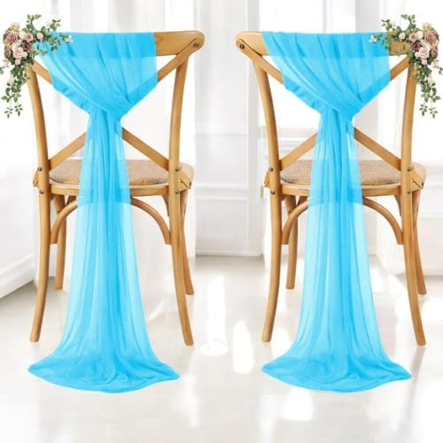 MDS Pack of 75 Chiffon Chair Sashes for Wedding & Event Décor - Turquoise - Image 6