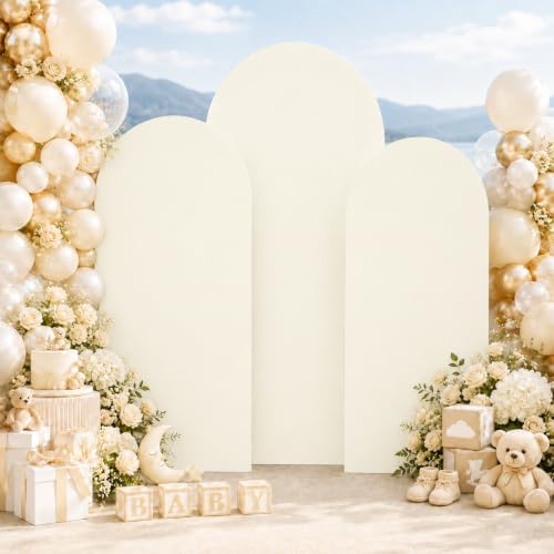 Ivory Arch Cover 7.2ft 6.6ft 6ft- 3 Set Spandex Wedding Arch Backdrop Cover - Image 4