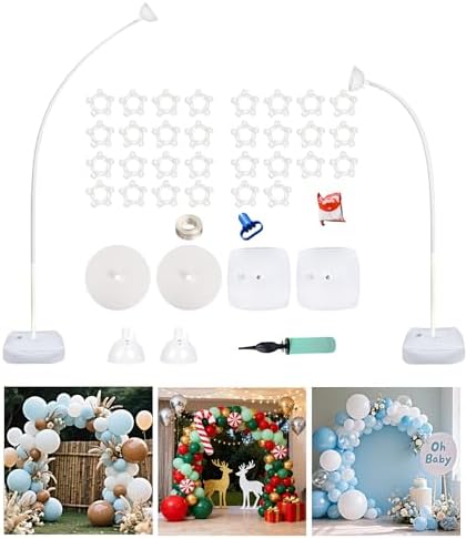 Balloon Arch Kit Balloon Arch Stand With Base, 8Ft & 5Ft High Free Bending Half Arch Balloon Stand For Wedding Birthday Party Baby Shower Yard Lawn Graduation Decorations(No Balloons) by Unknown