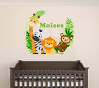 Jungle Animals Custom Name Wall Decal - Baby Safari Animals Series Theme Wall Art Decal - Wall Decal for Nursery Bedroom playroom Decoration (Wide 30"x26" Height) - Image 4