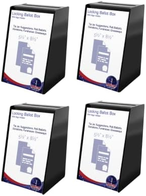 4 Pack Black Donation Box with Lock Acrylic Ballot Collection Bin with 5.5" x 8.5" Slide In Sign Holder for Suggestions Votes Tips and Raffles by Marketing Holders by MarketingHolders