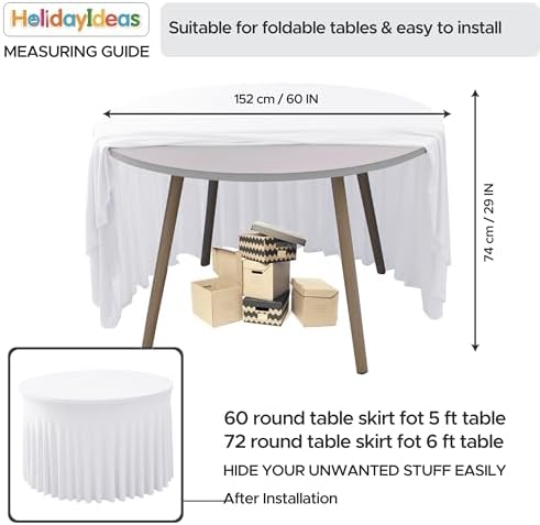 Fitted White Spandex Table Skirts for Wedding Party,60 Inch Round,4 Pack - Image 5