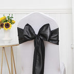 Pack of 50 Satin Black Chair Sashes Bows 7 X 108 Inch Universal Chair Ties Ribbons for Wedding Ceremony Party Banquet Restaurant Event Decorations - Black Chair Sashes 50 Pack - Image 3