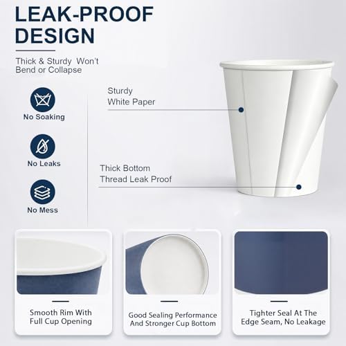 Roshtia 500 Pack 4 oz Paper Espresso Cups Elegant Dusty Blue Design, Small Disposable Cups for Espresso, Hot Tea, Baby Showers, Weddings, Parties, Picnics, Homes, Offices & Events - Image 3