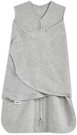 HALO 100% Cotton Sleepsack Swaddle, 3-Way Adjustable Wearable Blanket, TOG 1.5, Heather Grey, Small, 3-6 Months by HALO