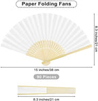 Aodaer 90 Pieces Paper Folding Fans Bamboo Handheld Fans Paper Folded Fans for Wedding Gift, Party Favors, DIY, Home Decoration, White - Image 2