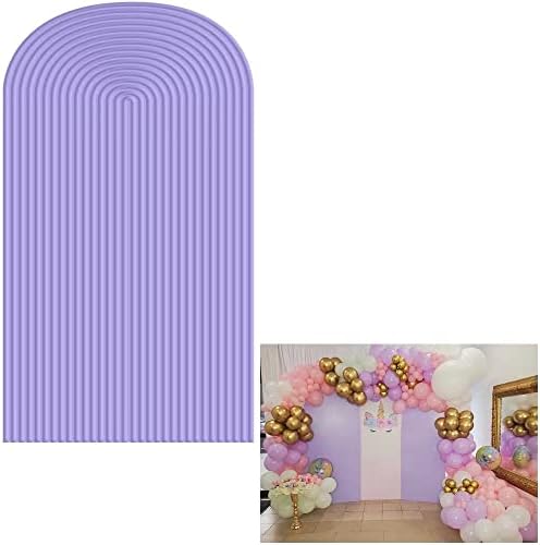 HUAYI Violet Purple Ripples Pattern Arch Backdrop Cover for Birthday Party Wedding Baby Shower Decorations Chiara Backdrops Arched Wall Frame Stands Covers Props GP-450 3ft * 6.5ft by HUAYI