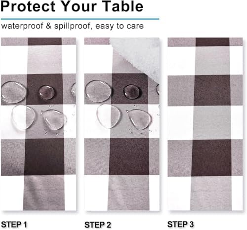 Hiasan Checkered Tablecloth Rectangle 52 x 70 Inch, Coffee and White - Image 2