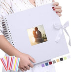 Vienrose Scrapbook Photo Album with Corner Stickers 12x12 inches DIY with Cover Photo Pocket 80 Pages Silk Ribbon Hardcover Album for Guest Book Wedding Baby Shower Christmas White by Vienrose