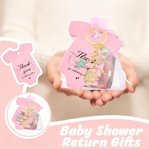 24 Sets Baby Shower Favors for Cute starfish shells Keychain with White Organza Bags, and Thank You Tags for Gender reveal ideas Party Supplies(24set) - Image 4