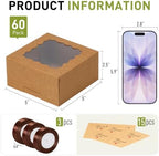5x5x2.5 Auto-Popup Small Cookie Boxes with Window, Brown, 60 Pack - Image 2