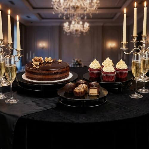 Black 3Pcs Nesting Metal Cake Plate Stand Set 8" 10" 12" Dessert - Image 5