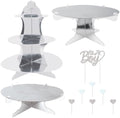 Beistle It’s A Boy Dessert Display Bundle – Silver Metallic Cupcake Stand, 2-Tier Cake Stands & Glitter “It’s A Boy” Cake Topper with Heart Picks, Baby Shower & Reveal Party Supplies for Food Tables by Beistle