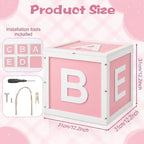 Novabright Wooden Baby Shower Box, ABC Letters Gift Chest Decor, Pink - Image 2