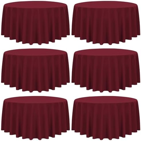 YMHPRIDE 6 Pack Round Tablecloth Burgundy Table Cloth 120 Inch Polyester Round Table Cloth,Burgundy Tablecloths Round Washable Fabric Table Covers for Wedding,Party,Dining,Banquet by YMHPRIDE