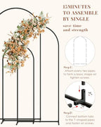 Wedding Arch, Metal Arch Backdrop Stand, Black, 6FT, 5FT, 4FT - Image 5