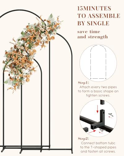 Wedding Arch, Metal Arch Backdrop Stand, Black, 6FT, 5FT, 4FT - Image 5